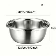 Large Capacity Deep Stainless Steel Dough Mixing Bowl, Material & Odorless, Thick Body Durable & Resistant To Deformation. Wide Smooth Rolled Edge, Comfortable Grip Without Scratching Hands, Deep Design Prevents Flour Spillage During Kneading And Fermentation, Also Suitable For Marinating Meat, Washing Fruits & Vegetables, Mixing Salads. Smooth Inner Wall Easy To Clean, Stackable Storage Saves Kitchen Space, Ideal For Home Baking Preparation And Multi-Purpose Kitchen Cooking. 1pc/3pcs - View 14