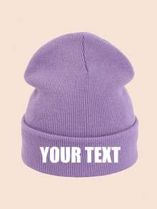 1pc Printed Knit Hat, Customized Text Logo Solid Color Elastic Winter Knit Hat, Outdoor Autumn/Winter Warm Essential Accessory, Women/Men Gift - Multicolor - View 7