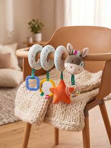 Baby Stroller And Car Seat Toys, Donkey And Elephant Plush Doll Decor, Suitable For Newborn Boys And Girls, Baby Holiday Essentials, 0-12 Months Plush Sensory Activity Toys, Baby Christening Birthday Gift, Christmas Halloween Best Gift, Travel Essentials - Blue - View 7