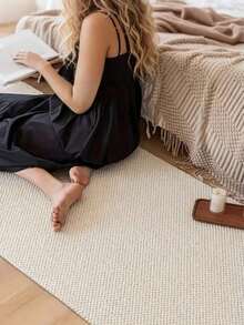 Faux Sisal Rug, Comfortable For Bedroom, Living Room, Study, Entryway, Dining Room, Laundry Room, Etc., Can Be Used As Floor Mat, Non-Slip And Water-Absorbent, Machine Washable, Suitable For Living Room, Bedroom And Other Indoor Spaces, All Season, Easy To Clean, Beige Bedside Rug/Kitchen Rug, Home Decor | Bedroom Decor - Beige - View 2