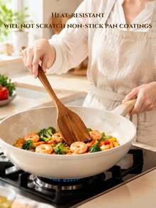 Multifunctional Non-Stick Kitchen Spatula, Premium Stirring Stick, Narrow Design, Kitchen Utensil, Suitable For Non-Stick Cookware, Frying Spatula, Slotted Spatula, Can Fry Eggs, Pancakes, Stir-Fry, Suitable For Home Kitchen, Hotel, Restaurant, Camping, Etc., Wooden Kitchen Utensil, Kitchen Supplies, Baking Accessories, Suitable For Frying Fish, French Toast, Omelets, Pancakes, Etc., Solves Flipping Problems - Natural Wood Color - View 3