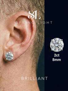 1 buah Anting Tusuk Moissanite Gaya Klasik 2CT 4-Prong Berlian Tunggal, Cocok Untuk Pemakaian Sehari-hari dan Acara Khusus Wanita - Anting-anting moissanite empat cakar - View 2