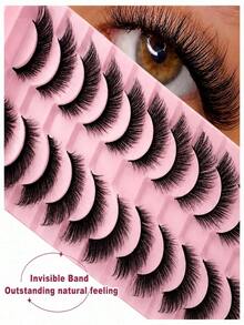 10 Pairs Halloween Cartoon Eye False Eyelashes, Transparent Invisible Stem, Wispy 3D Fluffy & Dense, Create Halloween Atmosphere Makeup, Suitable For Cosplay Players & Makeup Artists, Perfect For Halloween Themed Parties, Balls, Stage & Cosplay Looks - View 5