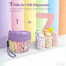 1pc Latest Mini Portable 7-Compartment Pill Box, Vitamin Storage Box, Anti-Confusion Open Design, Easy To Access, Travel Pill Bottle - View 2