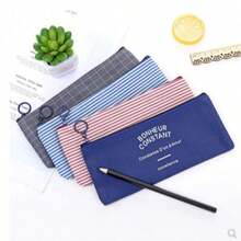 Creative Fresh Striped Oxford Cloth Pencil Case Storage Bag Stationery Box Pencil Pouch Makeup Bag Student Pencil Bag - Multicolor - View 3