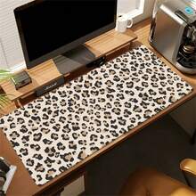 Leopard Print Leather Mouse Pad Beige Brown Thick Durable Keyboard Leather Pad For Office Home Gaming Birthday Gift For Gamers Students Professionals Desktop Laptop Home Office Desk Accessories Minimalist Design - View 3
