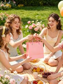 1/5pcs Pink Gift Bags, Lightweight Foldable Vertical Gift Packaging Bags, Suitable For Weddings, Retail, Parties, Birthdays, Anniversaries And Engagement Party Favors - Multicolor - View 4