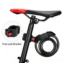 Bicycle 5-Digit Combination Anti-Theft Steel Cable Lock With Mounting Bracket, Universal For Mountain Bike, Road Bike, Electric Bike - Multicolor - View 2