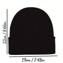 1pc Fashionable Ear-Protective Windproof Knitted Solid Color Beanie Hat With Halloween Pumpkin Embroidery, Unisex - Multicolor - View 4