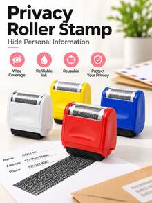 4pcs/10pcs Set Roller Stamp With Refillable Ink, Portable Anti-Loss Marker For Books And Bags, Anti-Theft Identification Marker, Home Office School Supplies, Back To School Gift - A - View 7