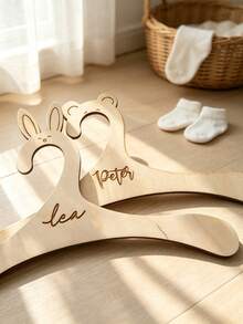 Personalized Wooden Name Clothes Hanger Custom Laser Cut Mini Display Hanger Animal Shape Closet Organizer Pet Outfit Hanger Name Display Decorative Wardrobe Hanger Personalized Gift Home Closet Decor Keepsake Multi Style - Multicolor - View 4