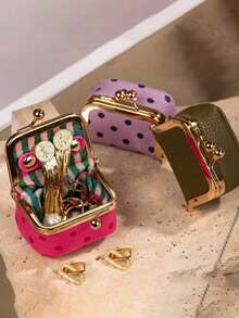 1pc Women Solid Color Mini Microfiber Leather Jewelry Box, Gift For Women, Coin Purse, Wallet Essential, Travel, Portable, Lightweight, Durable - Multicolor - View 1