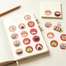500pcs/Roll Sushi Style Graffiti Stickers 1 Inch Round 8 Patterns Baking Packaging Stickers Envelope Gift Seal Stickers Cup Stickers DIY Decoration Stickers PVC Self-Adhesive Label Roll Stickers - Multicolor - View 6