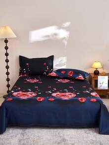 1pc Ultra-Soft Printed Bed Sheet, Lightweight As A Cloud, Soft And Breathable, Suitable For Various Bed Sizes - Single, Double, Queen, King. Machine Washable, Essential For Home And Student Dorms, Back To School Season, All Seasons, Room Decor - Multicolor - View 4