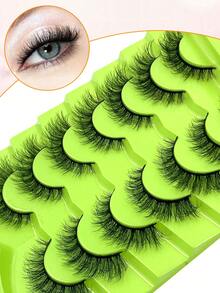 ENCHUW 7 Pairs 3D Fake Eyelashes Natural Lashes Short False Eyelashes Pack Reusable False Lashes Soft Wispy Lashes Fluffy Eye Lashes - Black - View 3