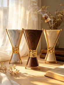1pc Conical Metal Incense Burner With Delicate Wood Grain Texture. Sleek Minimalist Luxury Design. Builds Tranquil Aromatic Vibes For Home, Office, Yoga Spaces And Parties. Exquisite Craft, Tasteful Gift For All Occasions. - Incense Burner - View 9