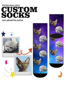 1 Pasang Kaos Kaki Kustom dengan Foto Wajah Bebas, Motif Hati, untuk Pat, Kucing dan Anak Anjing, Hadiah Terbaik untuk Teman - MultiWarna - View 3