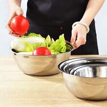 5pcs Stainless Steel Mixing Bowls Set, Suitable For Food Storage, Meal Prep, Salad Making, Kitchen Tools, Kitchenware - Silver - View 9