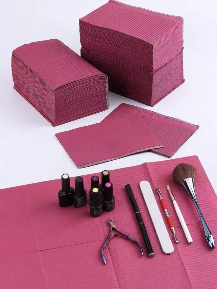 Disposable Pink Nail Table Mat 3-Layer Waterproof Cleaning Paper Foldable Multi-Function Beauty Tattoo Dental Cover Cloth Waterproof Tablecloth Cleaning Nail Napkin Nail Supplies - Multicolor - View 1