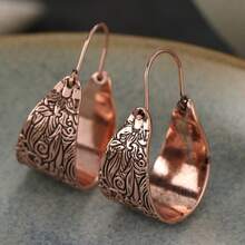 Gmzalx Women's Vintage Bohemian Carved Hoop Earrings, Pattern Accessory, Suitable For Daily Wear, Casual Occasions And Holiday Parties - Bronze - View 11