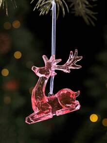 1pc Christmas Acrylic Reindeer Pendant, Transparent Pink & Blue Crystal Deer Hanging Decoration, Multi-Faceted Transparent Christmas Tree Ornament, Scene Decor, Holiday Decoration, Room Decor, Home Decor, Office Decor, Theme Party Decoration, Christmas Decoration - Multicolor - View 9