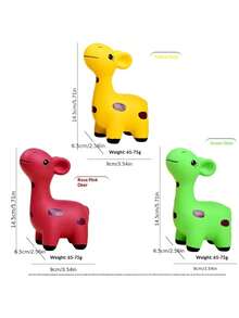 1pc Pet Latex Squeaky Toy Cartoon Deer Dog Chew Toy For Boredom Relief Small Medium Dogs Washable Reusable Pet Toy - Multicolor - View 3