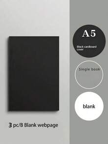 1/3pcs Premium Black Cardboard Notebook With 256 Square Blank Pages, Sturdy Cover And Acid-Free Paper. Ideal For Office Work, School Projects, Travel Diary, Daily Planning, And Creative Sketching. A Great Gift For Students And Teachers. - Rectangle - View 16