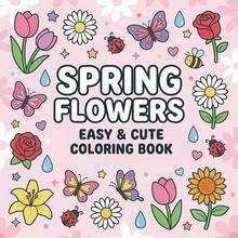 2026 Upgraded Spring Floral Coloring Book, Size: 7.87*7.87 Inches, 24 Pages Simple Cute Flower & Butterfly Theme - Multiple Styles - View 2