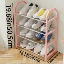 Neutral 4-Tier Multi-Function Shoe Rack, Multiple Colors Available, Plastic Frame With Metal Storage Layers, Aesthetic Durable And Space-Saving, Minimalist Style Shoe Rack, Suitable For Home Entryway And Bedroom - Multicolor - View 2