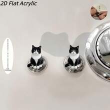 2/1pc Cute Black Cat Pattern Toilet Flush Button, Decorative & Functional Toilet Tank Presser, Nail Protector, Perfect For Bathroom Upgrade, Cute Black Cat Pattern Toilet Flush Button, Toilet Press Converter - Multicolor - View 6