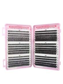 Mixed Style Self-Adhesive False Eyelash Clusters, Fluffy Type, 8-16mm Mixed Length, Fluffy Single Eyelash, Self-Adhesive DIY False Eyelash Extension, Cluster False Eyelashes, Natural Long D-Curl Eyelash Clusters, False Eyelashes - D - View 11