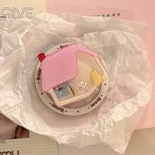 1pc Cute Pink House Shifting Quicksand Magnetic Phone Grip, 360° Rotatable Cartoon Phone Ring Holder, Anti-Drop Universal Smartphone Back Stand, Kawaii Phone Accessory - Multicolor - View 3