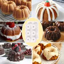 Powcan Mini Silicone Corrugated Cake Mold, 6-Cavity Non-Stick Silicone Baking Mold, Suitable For Cupcakes, Donuts, Muffins, Cornbread, Brownies, Jelly - View 5