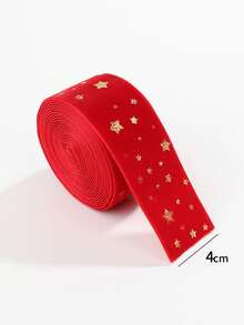 Christmas Velvet Ribbon Roll, Gold Foil Star & Reindeer, Merry Christmas Printed Ribbon, Red Green Black Xmas Gift Wrapping Ribbon For DIY Bow Making, Christmas Tree Decorations, Wreaths, Garlands, Gift Boxes, Holiday Party Decor & DIY Crafts - Multicolor - View 10