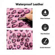 Pink Heart Leopard PU Leather Desk Mat, Large Waterproof Anti-Slip Mouse Pad, Easy Clean Desktop Protector For Office Study Makeup Gaming - View 8