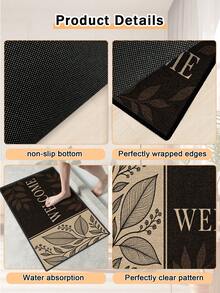 1pc Outdoor Non-Slip Door Mat, Indoor Carpet, Bathroom Mat, Kitchen Mat, Decorative Rug, Multi-Functional Hallway Mat, Soft & Comfortable, Easy To Clean, Suitable For Indoor/Outdoor Entryway, Bedroom, Home Decor - Multicolor - View 5