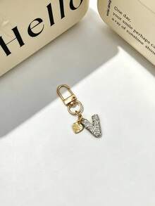 1pc Sparkling Rhinestone Inlaid 26 Letters Heart Pendant Car Key Bag Charm Necklace Friendship Couple Gift - Random Styles - View 14