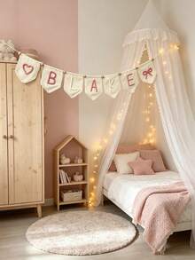 1 buah Banner Nama Renda Kustom, Garland Huruf Benang Buatan Tangan, Dekorasi Bayi Perempuan yang Dipersonalisasi, Hiasan Dinding Kamar Bayi Netral, Bendera Nama Felt yang Dipersonalisasi, Dekorasi Kamar Bayi Skema Warna Macaron - MultiWarna - View 2