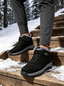 Women's Snow Boots, Thermal Lining Thickened Fur Interior, Non-Slip Rubber Sole, Rain & Snow Outdoor Cold Weather Boots For Men & Women - Black - View 7