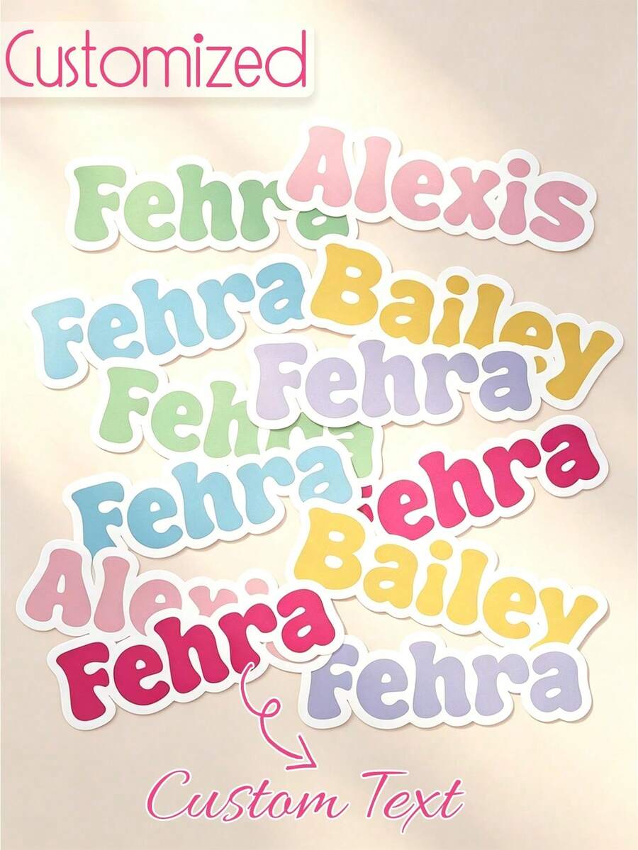 Customized Name Stickers, Multi-Purpose Self-Adhesive Labels, Suitable For Decorating Water Bottles And Gift Boxes - Multicolor - View 1