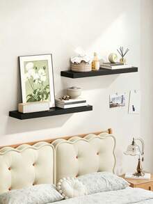 Wall-Mounted Floating Shelf, Medium Density Fiberboard Material, Rustic Style Wooden Shelf, Suitable For Bathroom, Living Room, Bedroom And Kitchen, Can Be Used For Storage, Displaying Books And More, Ideal Room Decor Choice. - Multicolor - View 3