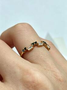 QIUCHU 1pc S925 Sterling Silver Geometric Personalized Ring, Versatile Minimalist Commuter Ring, Fashionable Tail Ring, Suitable For Women's Daily Wear, Dating, Party, Also An Excellent Holiday Gift, Silver Net Weight: 1.2g - Gold - View 8