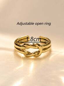3pcs Women's Minimalist Elegant Knot Open Ring Set, Daily Commute Fashion Accessory - Gold - View 6