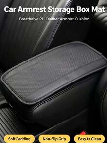 1pc Car Center Console Pad, PU Leather Center Console Pad, All-Season Waterproof Armrest Storage Box Cover, Breathable Soft Central Armrest Box Cover, Non-Slip Interior Armrest Protective Pad - Multicolor - View 11