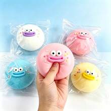 1pc Squishy Oversized Giant Big Mouth Big Eye Fluid Ball Squeeze Toy, Slow Rebound Moldable Big Mouth Bun Squeeze Toy, Comfortable Kneading Feel, Soft Squeeze Ball, Fingertip Stress Relief Squeeze Ball, Effectively Relieve Stress And Anxiety, Suitable For Adults Office Workers As Stress Relief Tool, Daily Essential, Holiday Gift (Random Color And Style) - Multicolor - View 3