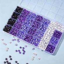 840pcs Multicolor Acrylic Alphabet Letter Beads Set With Storage Box, A-Z Gold Print Letter Spacer Beads For DIY Bracelet Necklace Keychain Jewelry Making Crafts - Multicolor - View 5
