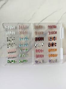 Double Buckle Large Capacity Fake Nail Storage Box Transparent Nail Art Storage Box - Dust-Proof, Portable Press-Type Nail And Accessory Storage Box Display Box Nail Salon Organizer - Multicolor - View 4