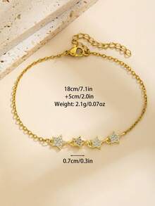 1 buah Kalung Liontin Empat Bintang Warna Emas dengan Hiasan Berlian Imitasi, Rantai Penghubung yang Dapat Diatur, Perhiasan Anak Perempuan untuk Pemakaian Sehari-hari, Pesta Ulang Tahun, Liburan, Hadiah Kembali ke Sekolah - Emas - View 6