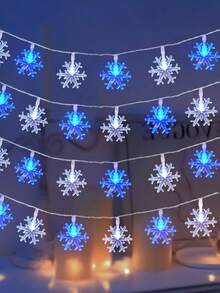1pc Snowflake LED String Lights, Christmas Decoration String Lights, Battery Powered, Winter Wonderland Decorative Lights, With Switch Control, Outdoor Garden String Lights, Suitable For Christmas Decoration Living Room, Bedroom, Stairs, Handrail, Christmas Tree, Bedroom, Party, Wedding, Christmas Party Decoration Colorful String Lights[Battery Not Included] - Snowflake String Lights - View 9