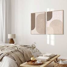 Set Of 2 Boho Geometric Art Neutral Abstract Arch Wall Art Prints, Beige Brown Geometric Line Art, Minimalist Boho Modern Poster, Beige Neutral Wall Decor, No Frame - Abstract - View 3